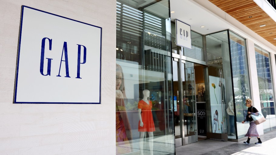 LOS ANGELES, CALIFORNIA - APRIL 25: The Gap logo is displayed at a Gap store on April 25, 2023 in Los Angeles, California. Gap Inc. is planning to cut hundreds of corporate employees globally as part of a restructuring plan in a new round of layoffs for the San Francisco-based retail chain.