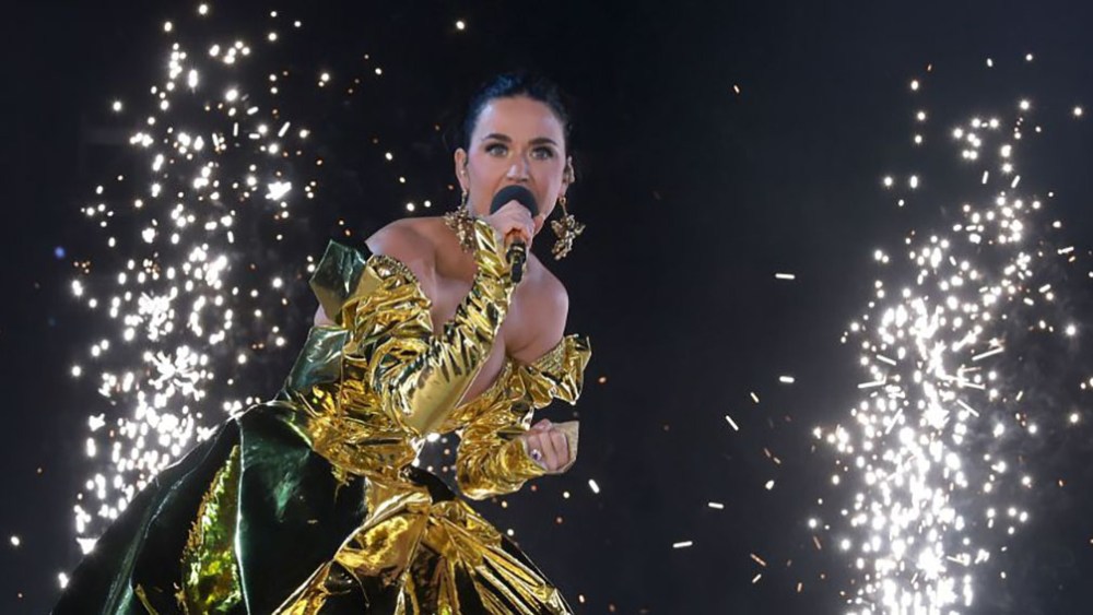 Katy Perry performs in Vivienne Westwood on stage during the Coronation Concert on May 7 in Windsor, England.