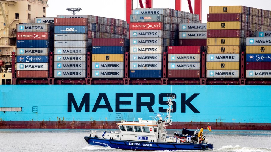 Maersk's first quarter revenues fell 26 percent to $14.2 billion, while net underlying profit fell 66 percent to $2.6 billion.
