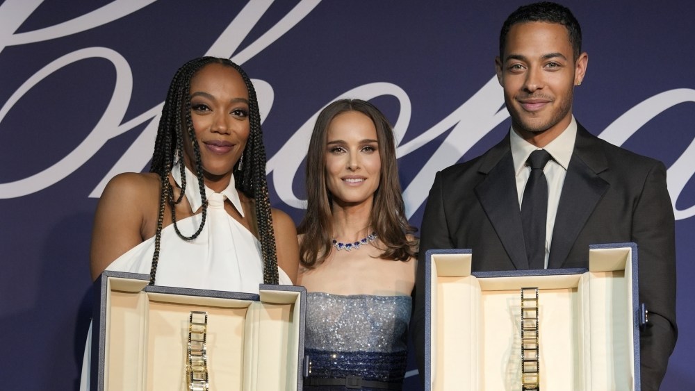 Naomi Ackie, Natalie Portman and Daryl McCormack Chopard Trophée Cannes