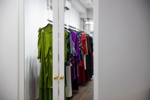A look behind-the-scenes at Bonnie Milligan's fitting for the Tony Awards at Badgley and Mischka.