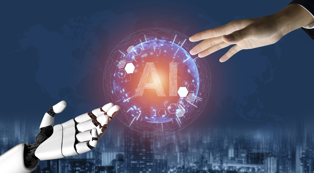 3D Rendering futuristic robot technology development, artificial intelligence AI, and machine learning concept. Global robotic bionic science research for future of human life. (GDA via AP Images)