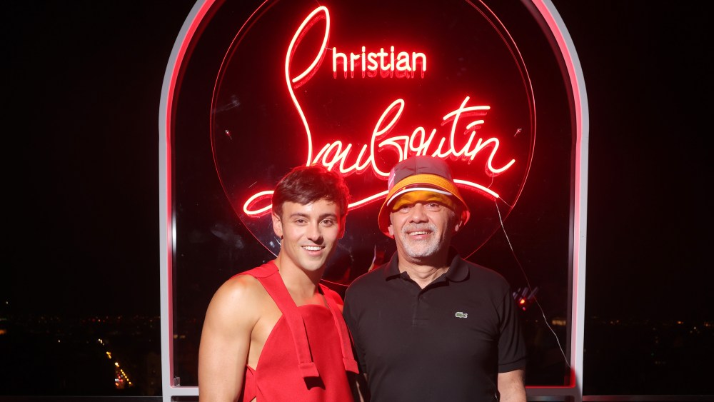 Christian Louboutin and Tom Daley attend Christian Louboutin's men's spring 2024 collection presentation and Astroloubi Party on June 23, 2023 in Paris, France.
