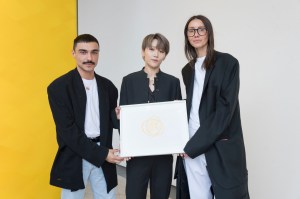 Karl Lagerfeld Special Jury Prize joint winners Julie Pelipas and Luca Magliano Xin Liu.