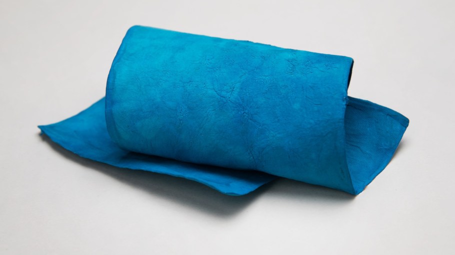 Ecco Leather x Ecovative mycelium blue roll.