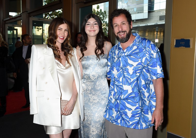 (L-R) Jackie, Sadie and Adam Sandler at the screening of Netflix's "The Out-Laws" on June 26 in Los Angeles.