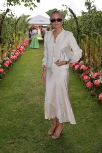 EGHAM, ENGLAND - JUNE 18: Claire Rose arrives with a wheely chauffeur to the Cartier Queen's Cup Polo 2023 on June 18, 2023 in Egham, England. (Photo by Dave Benett/Getty Images for Wheely)