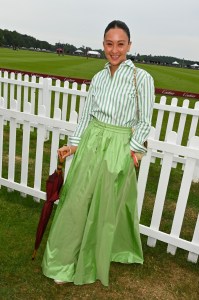 EGHAM, ENGLAND - JUNE 18: Elle McPherson-Yoon attends the Cartier Queen's Cup Polo at Guards Polo Club on June 18, 2023 in Egham, England. (Photo by Dave Benett/Getty Images for Cartier)