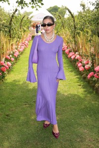 EGHAM, ENGLAND - JUNE 18: Federica Labanca arrives with a wheely chauffeur to the Cartier Queen's Cup Polo 2023 on June 18, 2023 in Egham, England. (Photo by Dave Benett/Getty Images for Wheely)