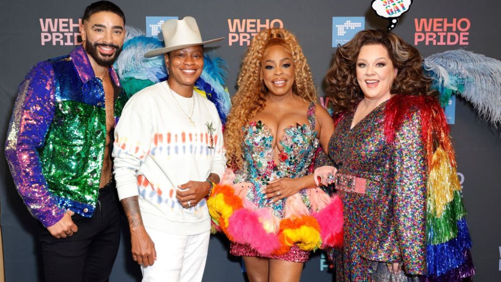 WEST HOLLYWOOD, CALIFORNIA - JUNE 04: (L-R) Laith Ashley, Jessica Betts, Niecy Nash-Betts and Melissa McCarthy attend the 2023 WeHo Pride Parade on June 04, 2023 in West Hollywood, California. (Photo by Frazer Harrison/Getty Images)