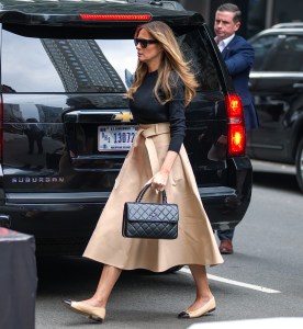 NEW YORK, NEW YORK - JUNE 08:  Former U.S. First Lady Melania Trump arrives at Trump Tower in Manhattan on June 8, 2023 in New York City.  (Photo by James Devaney/GC Images)