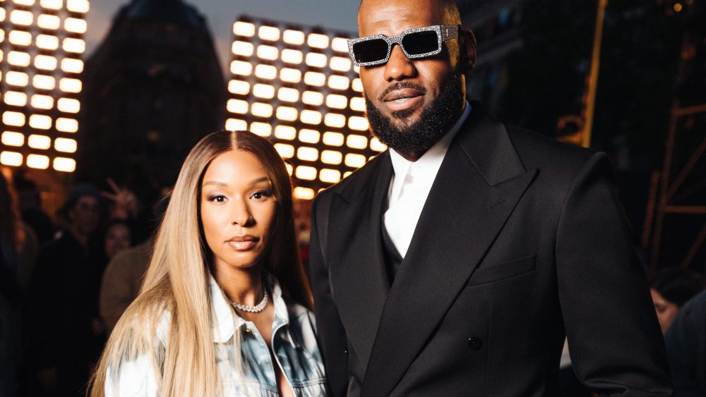 Savannah James and LeBron James at the Louis Vuitton Menswear Spring 2024 on June 20 in Paris.