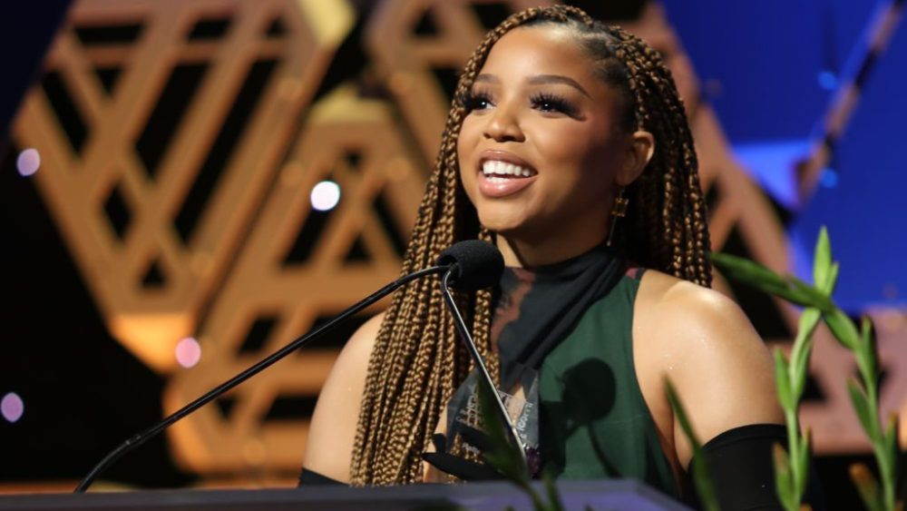 Chloe Bailey speaks onstage at the Culture Creators Innovators and Leaders Awards brunch presented by Netflix's Strong Black Lead on June 24 in Los Angeles.