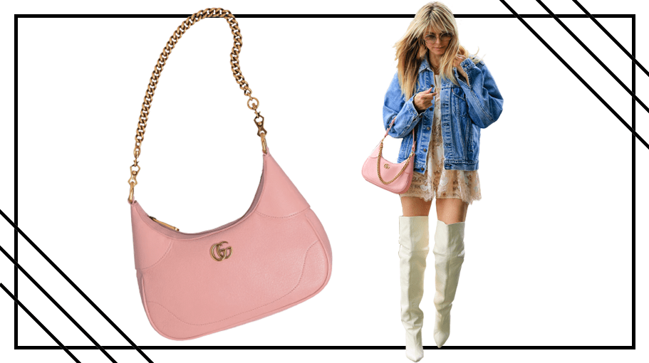 Heidi Klum is seen on May 31, 2023 in Los Angeles, California; Gucci Aphrodite Small Shoulder Bag
