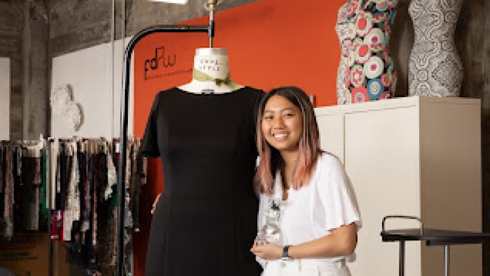 Nina Chen pictured with her winning design.