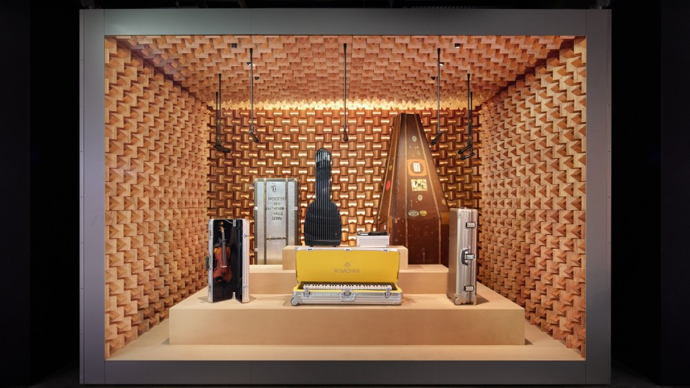 Displays at the Rimowa Exhibit in Tokyo.