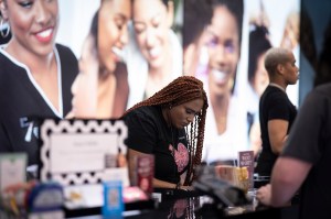 Customers shopping at the Sephora in Century City, Los Angeles.