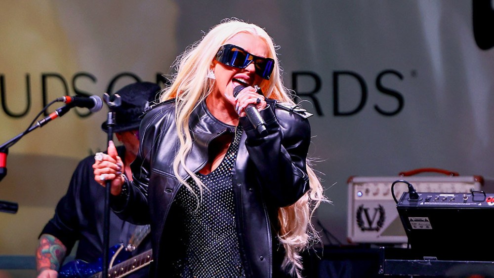 Christina Aguilera concert, lgbtq gay pride nyc, performs for Stonewall Day 2023, at Hudson Yards on June 23, 2023 in New York City