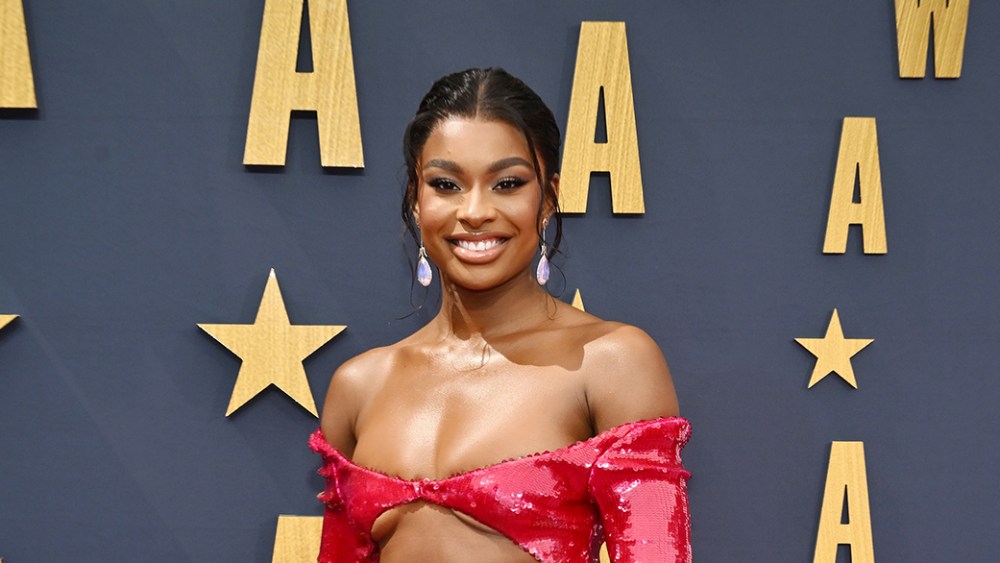 Coco Jones at the 2023 BET Awards on June 25 in Los Angeles, laquan smith red dress, red carpet