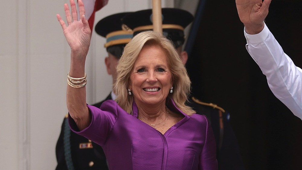 WASHINGTON, DC - JUNE 22: President Joe Biden, Indian Prime Minister Narendra Modi and first lady Dr. Jill Biden wave during an arrival ceremony at the White House on June 22, 2023 in Washington, DC. Biden and Prime Minister Modi will participate in a bilateral meeting in the Oval Office, a joint press conference, and a state dinner in the evening. Biden is the first U.S. president to invite Modi for an official state visit. (Photo by Win McNamee/Getty Images)