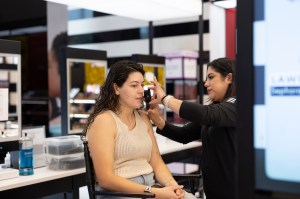 Makeup application at the Sephora in Century City in Los Angeles.