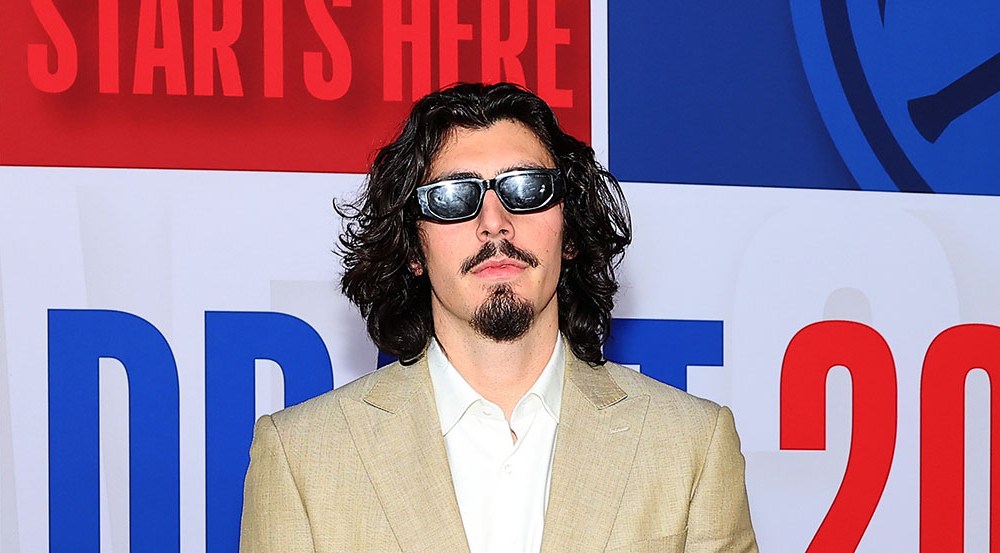 sunglasses, NEW YORK, NEW YORK - JUNE 22: Jaime Jaquez Jr.arrives prior to the first round of the 2023 NBA Draft at Barclays Center on June 22, 2023 in the Brooklyn borough of New York City. NOTE TO USER: User expressly acknowledges and agrees that, by downloading and or using this photograph, User is consenting to the terms and conditions of the Getty Images License Agreement. (Photo by Arturo Holmes/Getty Images)