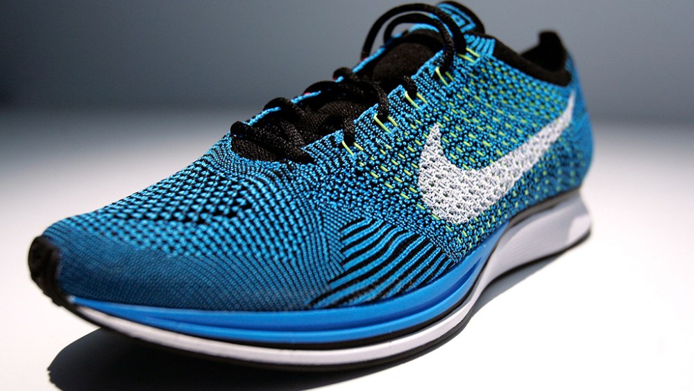 A sneaker with Nike's Flyknit technology.