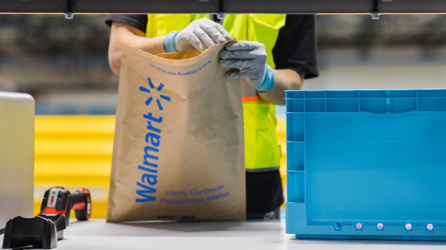 Walmart's plasticless paper bag mailer packaging.