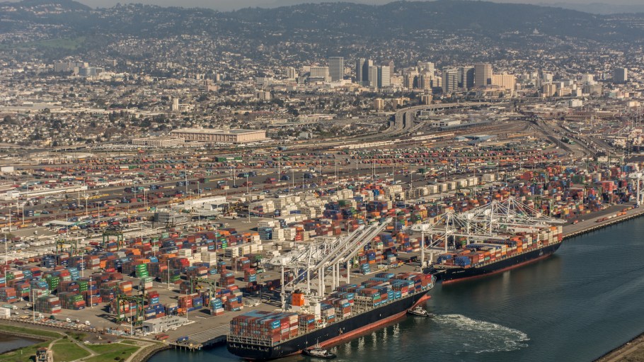 Container ships at the Port of Oakland