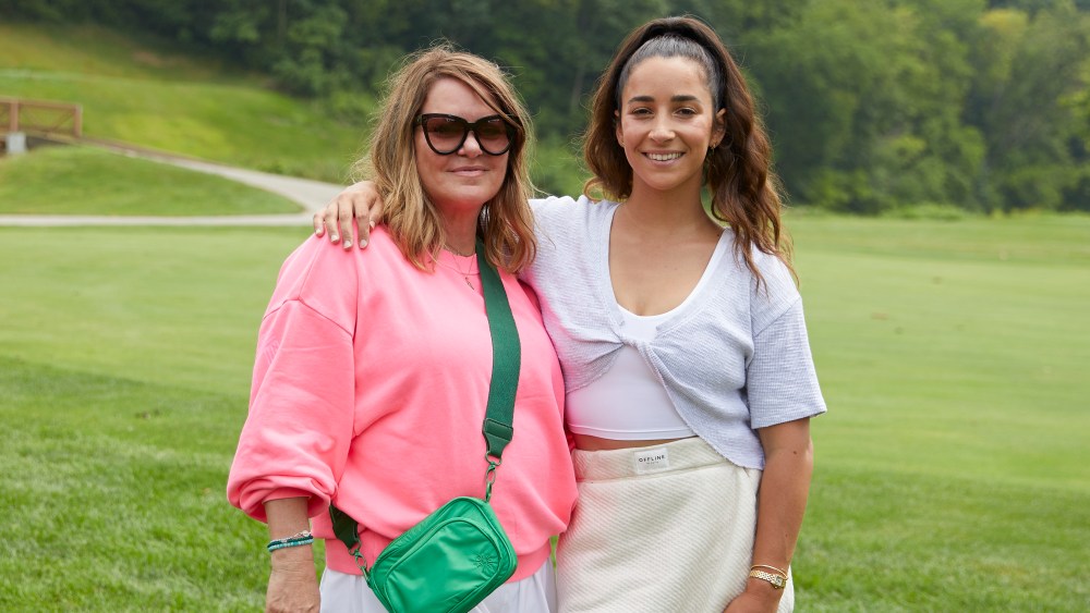 Stacey McCormick, Aerie's chief marketing officer, and Aly Raisman, Olympic gymnast and advocate on golf course