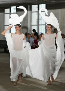 Model. on the runway at the Charles de Vilmorin Fall 2023 Couture Collection Fashion Show on July 3, 2023 in Paris, France.