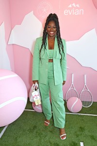 LONDON, ENGLAND - JULY 03: Clara Amfo poses in the evian VIP Suite on day one of Wimbledon 2023 on July 3, 2023 in London, England. Pic Credit: Dave Benett