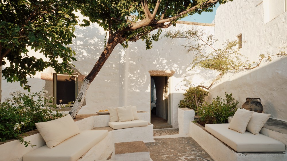The walled garden at Pagostas on the island of Patmos, Greece.