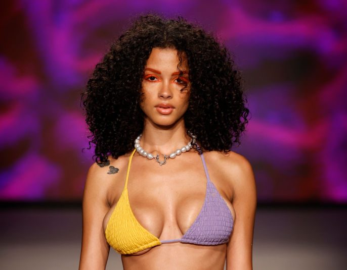 popcorn swimsuits, A model at the Natasha Tonic fashion show during Miami Swim Week 2023  on June 11 in Miami Beach.