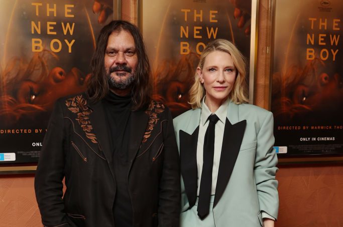 Warwick Thornton and Cate Blanchett at  "The New Boy" Q & A screening photocall on July 2 in Sydney.