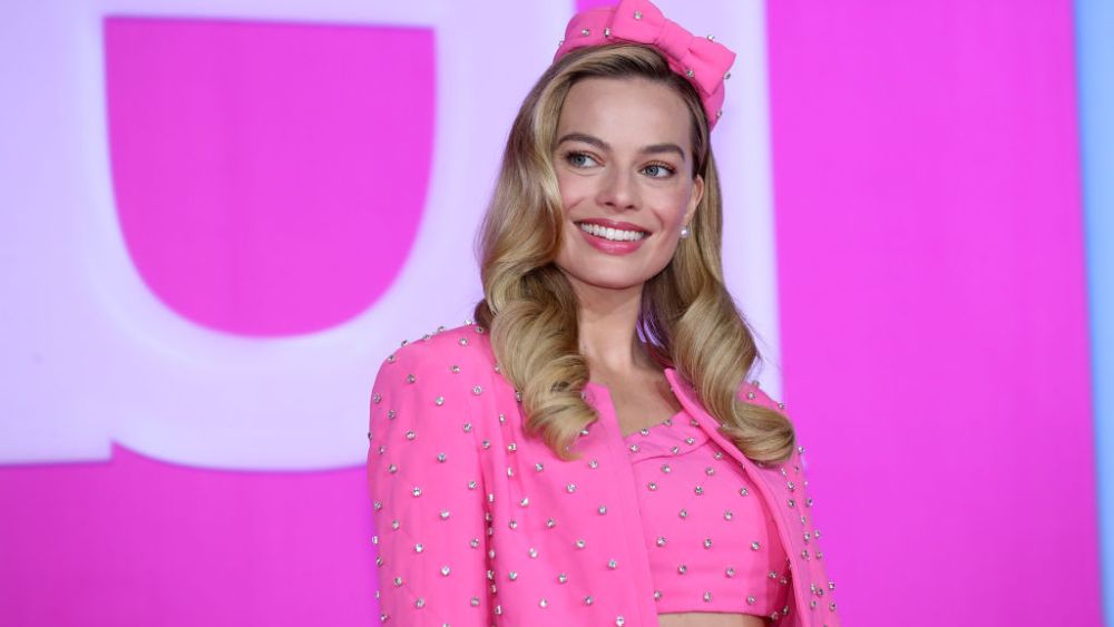 Margot Robbie attends a press conference for "Barbie" on July 3 in Seoul.