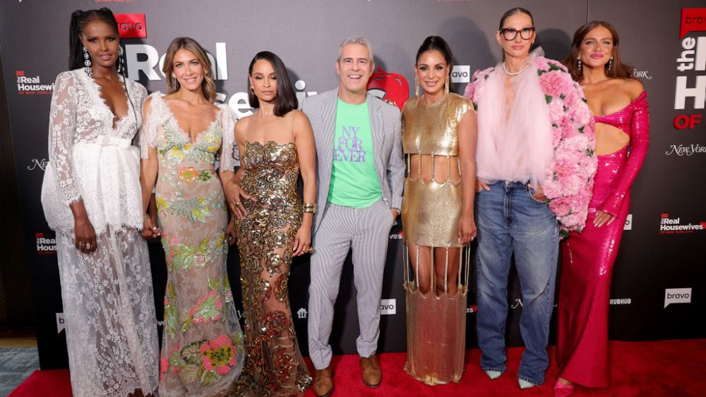 Ubah Hassan, Erin Lichy, Sai De Silva, Andy Cohen, Jessel Taank, Jenna Lyons and Brynn Whitfield attend "The Real Housewives of New York City" season 14 premiere on July 12 in New York City.