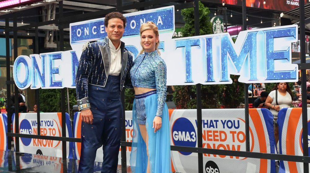 Justin Guarini and Briga Heelan on "Good Morning America" on July 18 in New York.