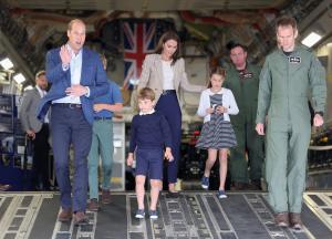The Prince and Princess of Wales, Prince George, Princess Charlotte and Prince Louis visit the Air Tattoo at RAF Fairford, in Fairford, Gloucestershire, UK, on the 14th July 2023. 14 Jul 2023 Pictured: The Prince and Princess of Wales, Prince George, Princess Charlotte and Prince Louis visit the Air Tattoo at RAF Fairford, in Fairford, Gloucestershire, UK, on the 14th July 2023. Photo credit: James Whatling / MEGA TheMegaAgency.com +1 888 505 6342 (Mega Agency TagID: MEGA1007287_003.jpg) [Photo via Mega Agency]