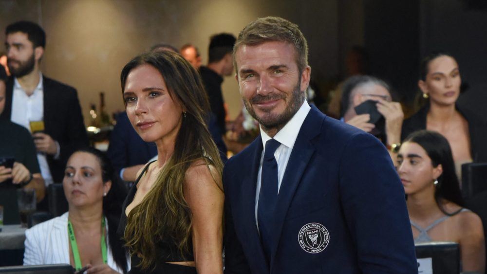 David and Victoria Beckham at the Leagues Cup 2023 match on Friday in Fort Lauderdale, Florida.