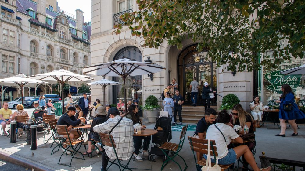 The scene at the Ralph Lauren cafe last summer by Madison Avenue.