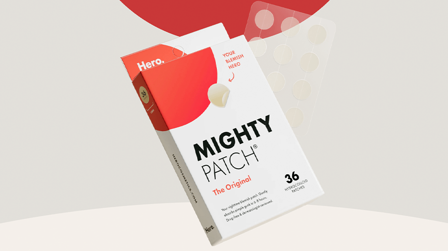 Pack of pimple patches on a gray and white background