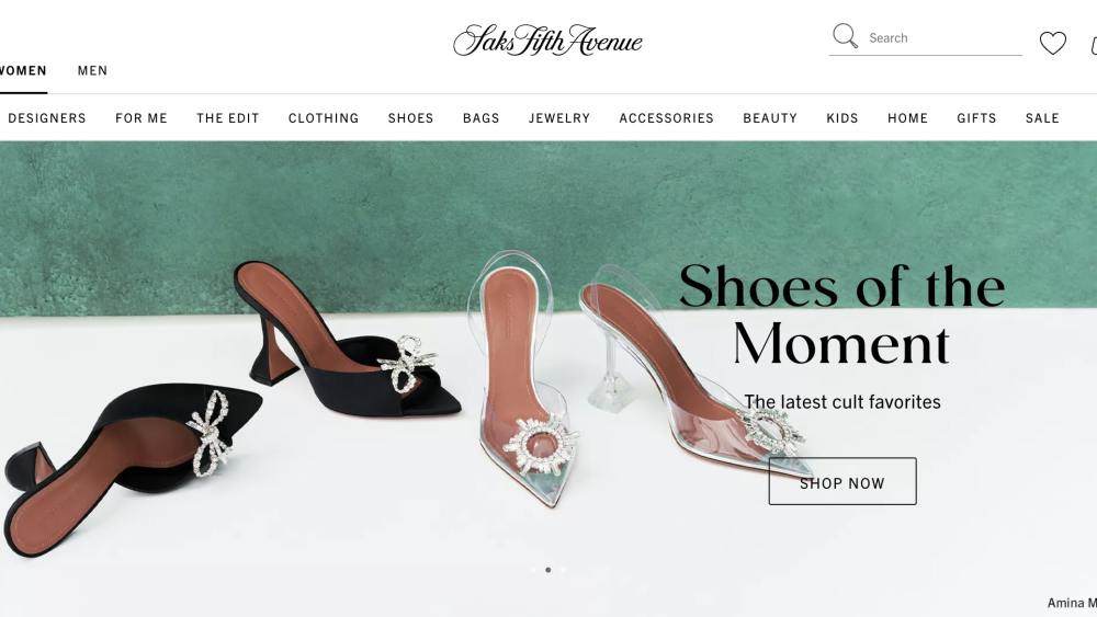The Saks e-commerce website.