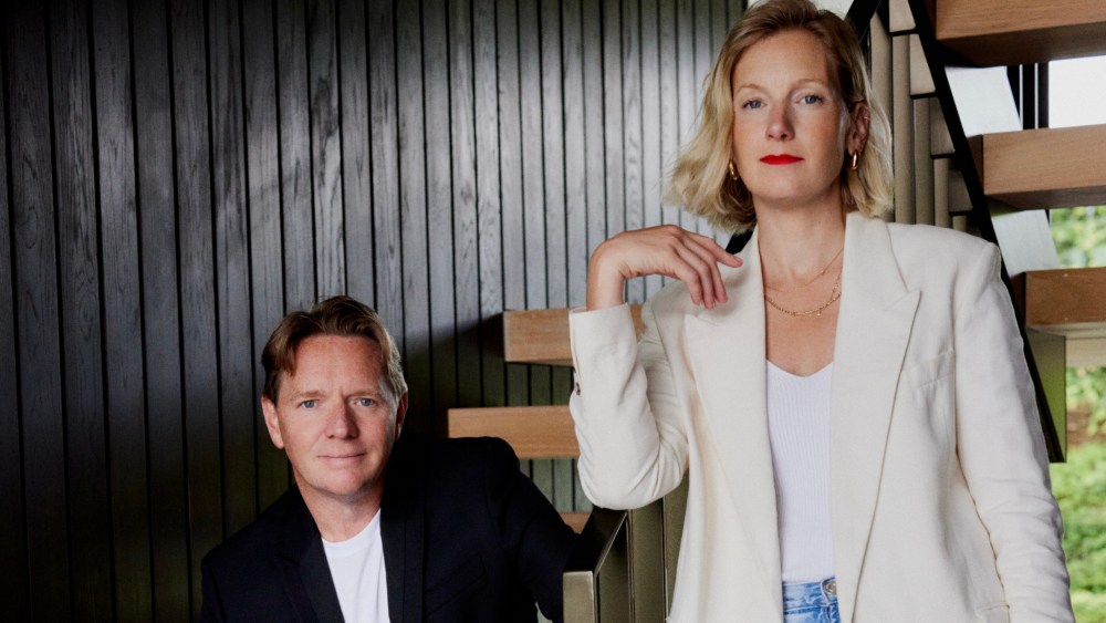Designer Savannah Miller with her business partner Damian Hopkins.