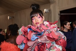 Rihanna on the red carpet at the Met Gala celebrating the opening of Rei Kawakubo/Comme des Garçons: Art of the In-Between on May 1, 2017.