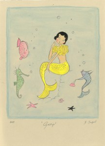 "Octopus' Garden is the theme of my spring 2024 collection. I love Sarah Burford's drawings and dolls in her mermaid series, like this one named ‘Gossip.’" — Anna Sui