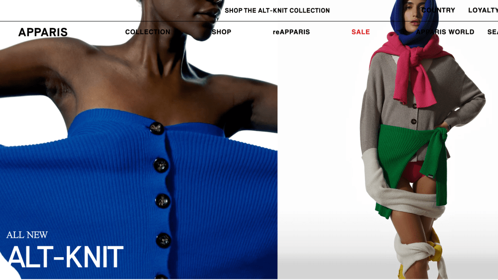 The Apparis home page.