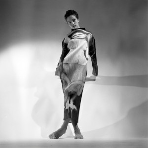 Yasumara Morimura's artwork on Issey Miyake's Pleats Please turtleneck dress, in 1996.