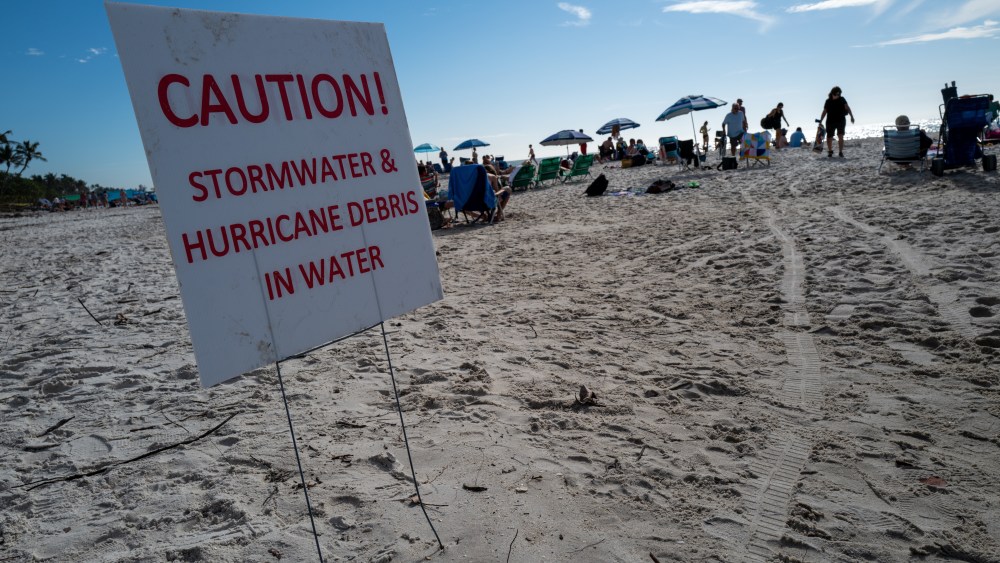 A beach in Naples, Florida in the aftermath of the devastation brought by Hurricane Ian last year.