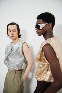 Backstage at Loewe Spring 2024 Menswear Collection Runway Show at the Gendarmerie Nationale-Garde Républicaine on June 24, 2023 in Paris, France.